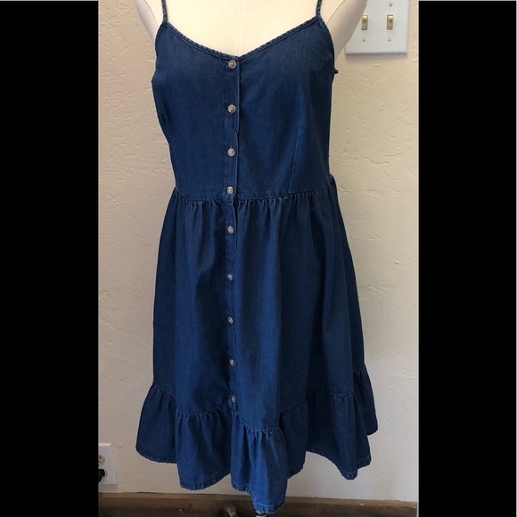 Japana/Denim smocked button up dress/ size L / - Picture 1 of 10